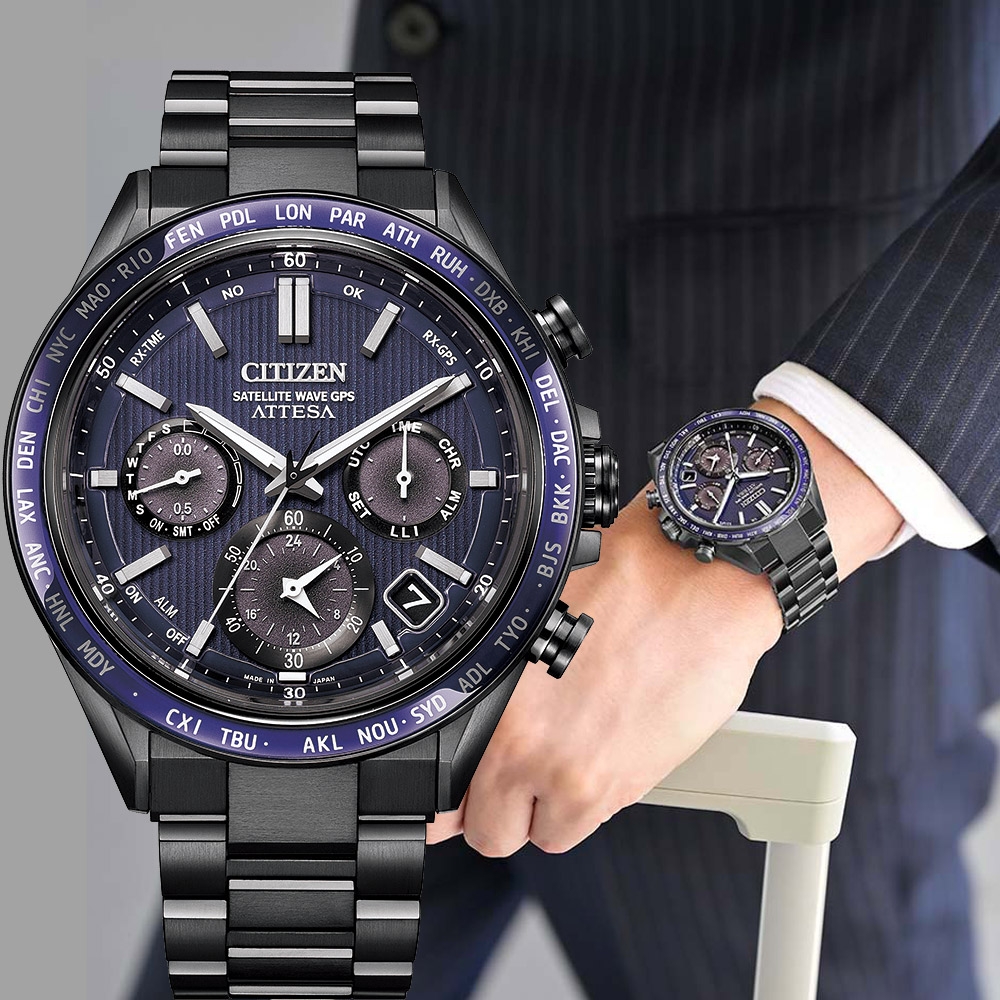 CITIZEN 星辰太空紺星光動能GPS衛星對時錶-44.6mm CC4059-64L | GPS