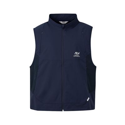 FILA 男拉鍊背心-丈青 1VEA-1106-NV