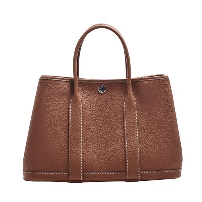 HERMES 經典Garden Party系列小牛皮暗釦手提包(30cm-金棕色)