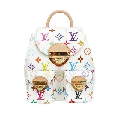 LOUIS VUITTON路易威登 Louis Vuitton LV路易威登 x TM  Venice 三彩塗層帆布釦式後背包(M13081-白)
