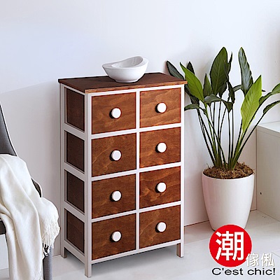 C est Chic 小鹿山莊桐木雙排八抽櫃-胡桃W46.5*D25*H76.5cm