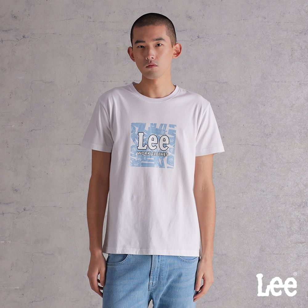 Lee 男款 標準版型 WORK CLOTHES印花短袖圓領TEE 三色 (白色)