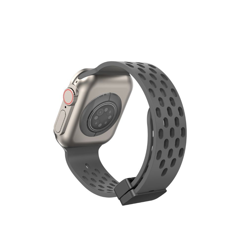 【Phonemo】Apple Watch 磁吸蜂巢錶帶 透氣親膚液態矽膠 潮流多色可選 38-49mm 通用 (泥灰)