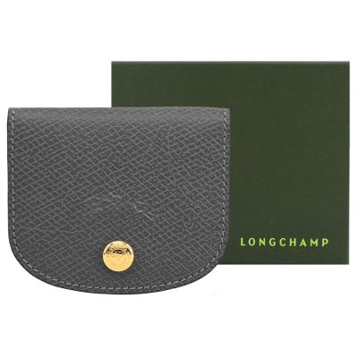 LONGCHAMP ÉPURE系列牛皮壓印翻蓋名片夾(斑鳩灰)