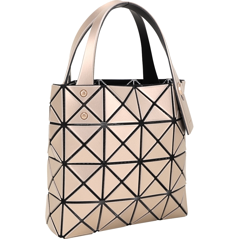 ISSEY MIYAKE 三宅一生BAOBAO 4x4 金屬感皮質幾何手提包(附尼龍摺疊
