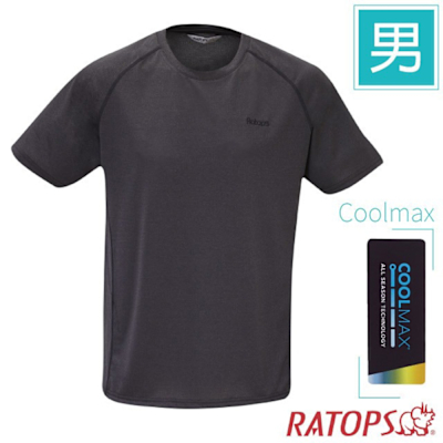 【瑞多仕-RATOPS】男款 COOLMAX 輕量圓領衫(爬線).運動休閒衫.防曬衣 DB1736 黑灰/黑