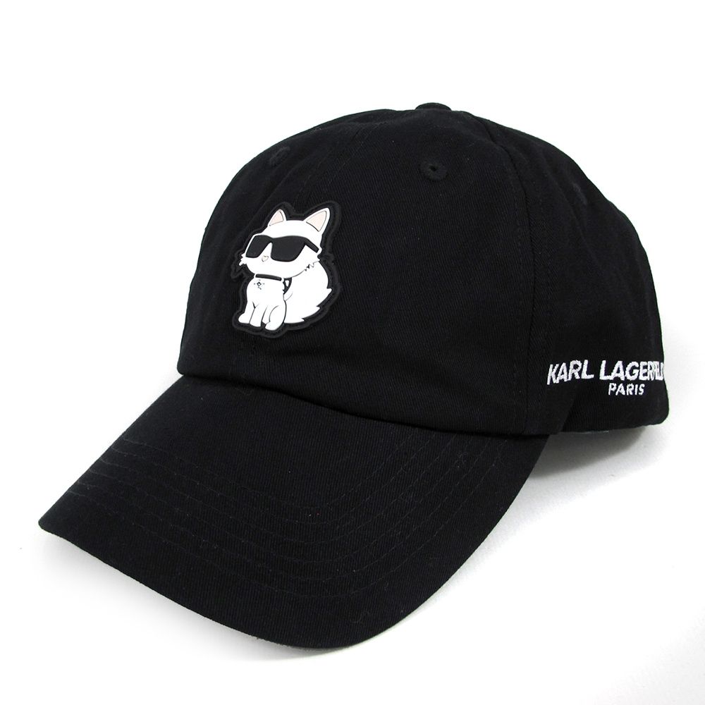 Karl Lagerfeld 寵貓圖騰潮款棒球帽(黑色)