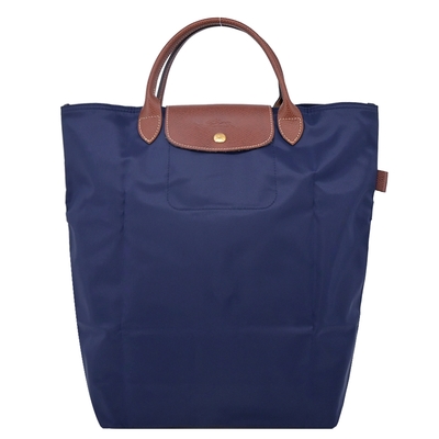 LONGCHAMP LE PLIAGE系列短把再生尼龍手提包(中/海軍藍)