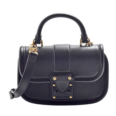LOUIS VUITTON路易威登 LV M22724經典EPI水波紋牛皮金釦手提/斜背包(黑色)