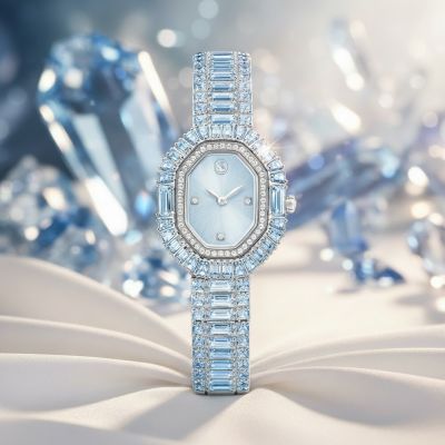 SWAROVSKI 施華洛世奇 Matrix Octagon 晶彩時刻石英腕錶-30x25mm藍 5739632