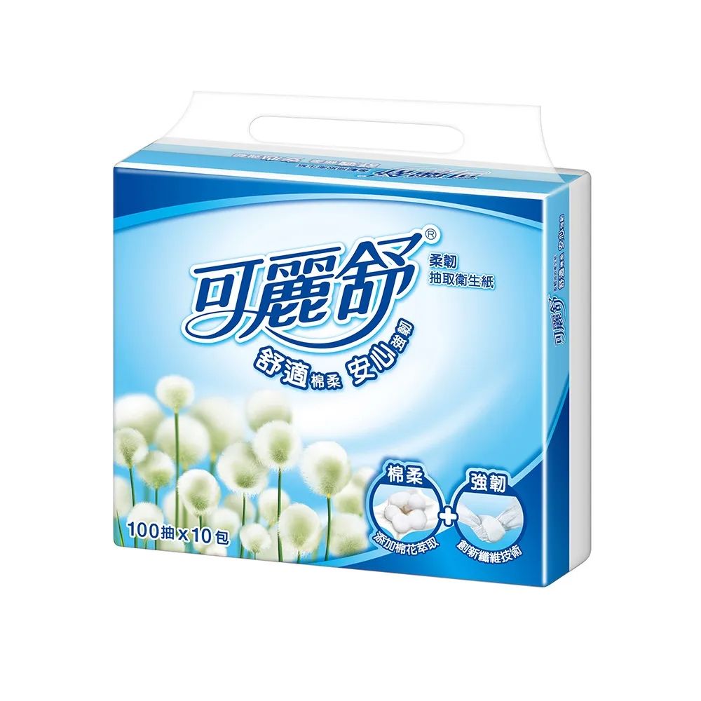 可麗舒 柔韌抽取衛生紙100抽X10包X8串