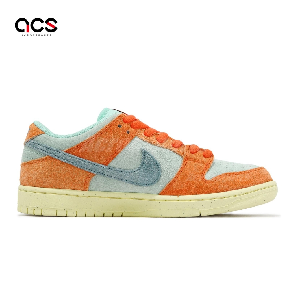 Nike 滑板鞋SB Dunk Low Pro PRM 男鞋女鞋橘藍麂皮撞色Noise Aqua