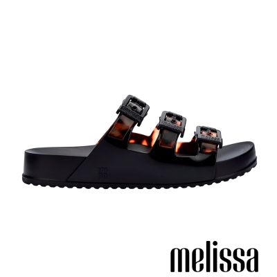 Melissa-三排扣格紋透膚拖鞋-豹紋