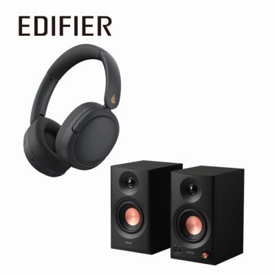 EDIFIER MR3 2.0專業監聽喇叭+W800BT Pro 無線降噪耳罩耳機