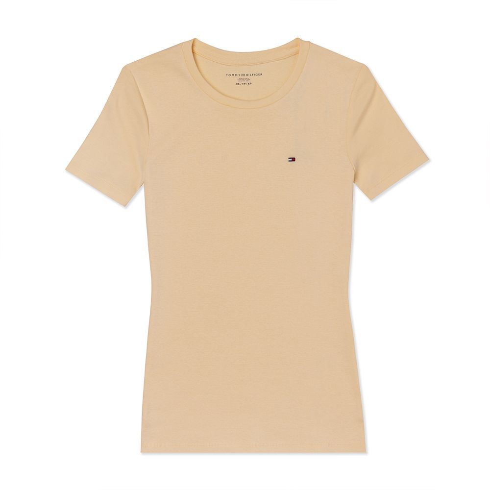 TOMMY 熱銷圓領Logo圖案短袖T恤(女)-鵝黃色