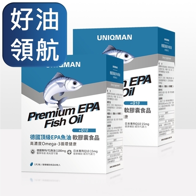 【UNIQMAN】德國頂級EPA魚油 軟膠囊 (60粒/盒) 2盒組