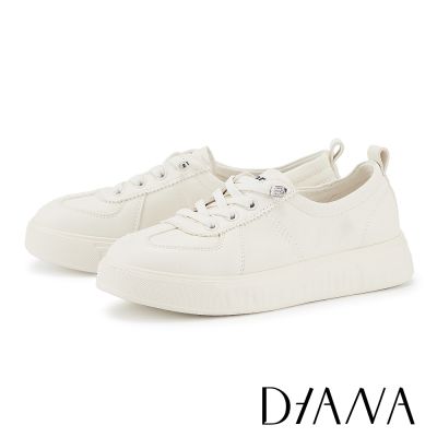 DIANA 二層皮免綁帶厚底休閒鞋 白色