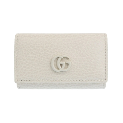 【GUCCI 古馳】456118 經典GG LOGO荔枝紋牛皮暗扣鑰匙包(顏色任選)