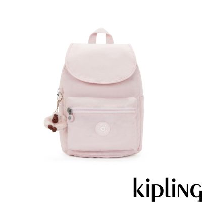 Kipling 霧玫粉翻蓋式雙肩後背包-EZRA S