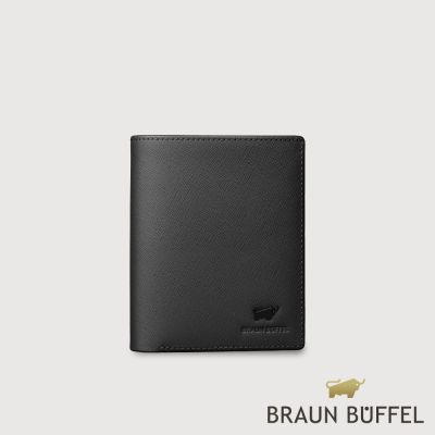 【BRAUN BUFFEL 德國小金牛】台灣總代理 艾康-A1 6卡直立短夾-黑色/BF582-307-BK