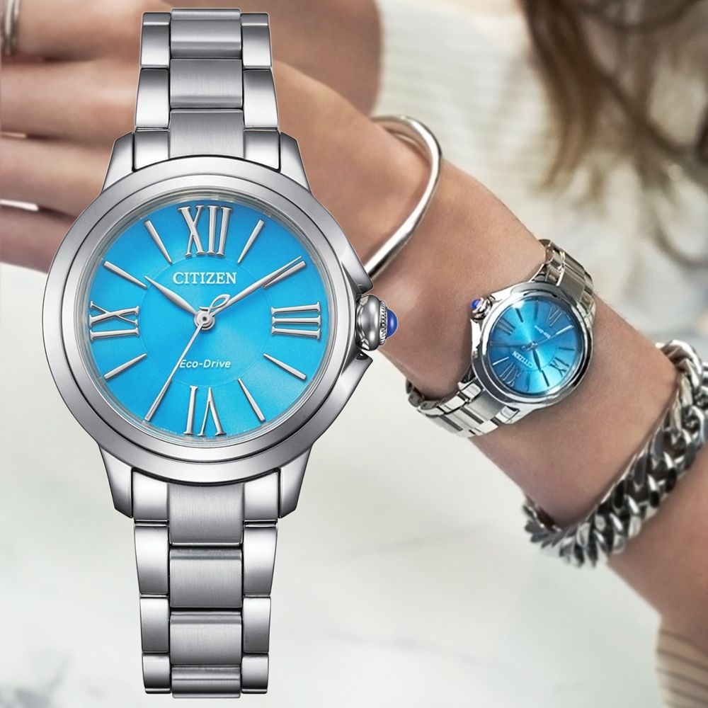 CITIZEN 星辰 L系列 限量 光動能 大三針 耀眼藍 淑女錶 送禮 禮物 推薦 EM1161-55L