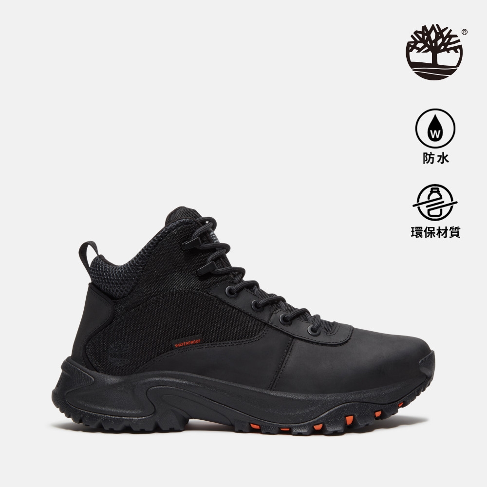 Timberland官方旗艦 男款黑色防水中筒健行鞋|A6DNEW02