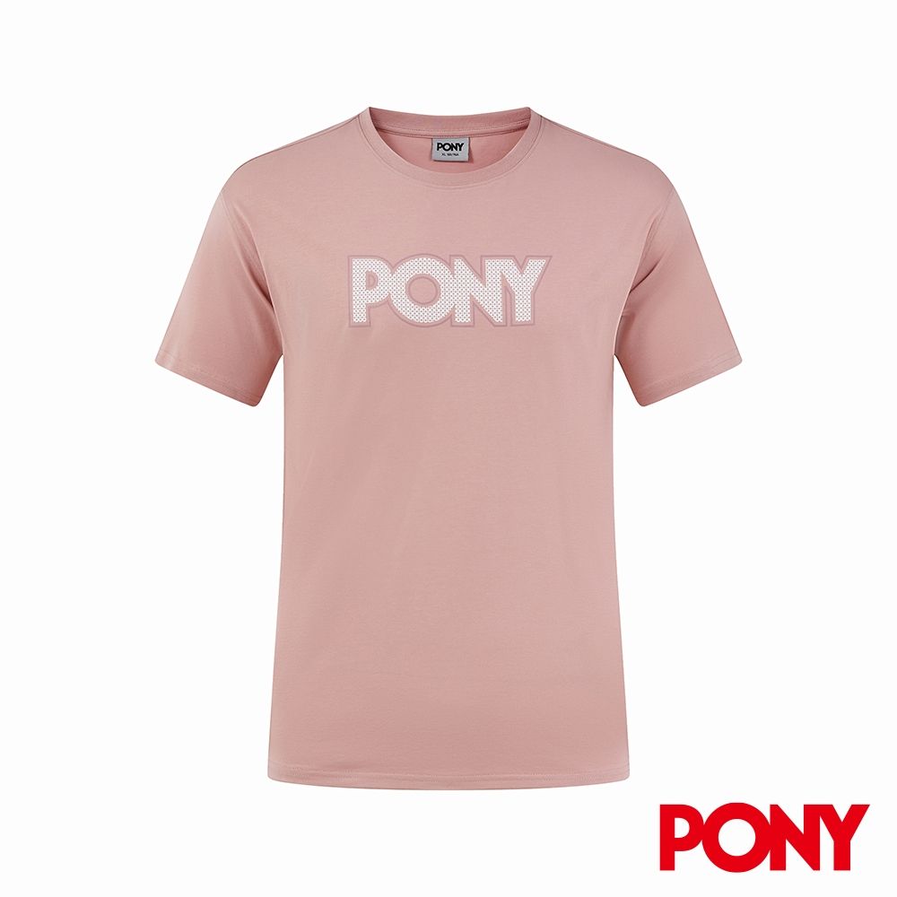 【PONY】經典LOGO 抑菌抗臭 冰感顆料降溫 微落肩 寬鬆 中性 T恤 四色任選 (粉紅)
