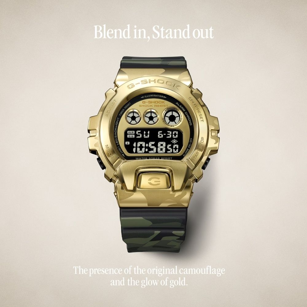 CASIO卡西歐 G-SHOCK Bold Camo 系列金色迷彩 街頭個性 GM-6900CMG-3_49.7m