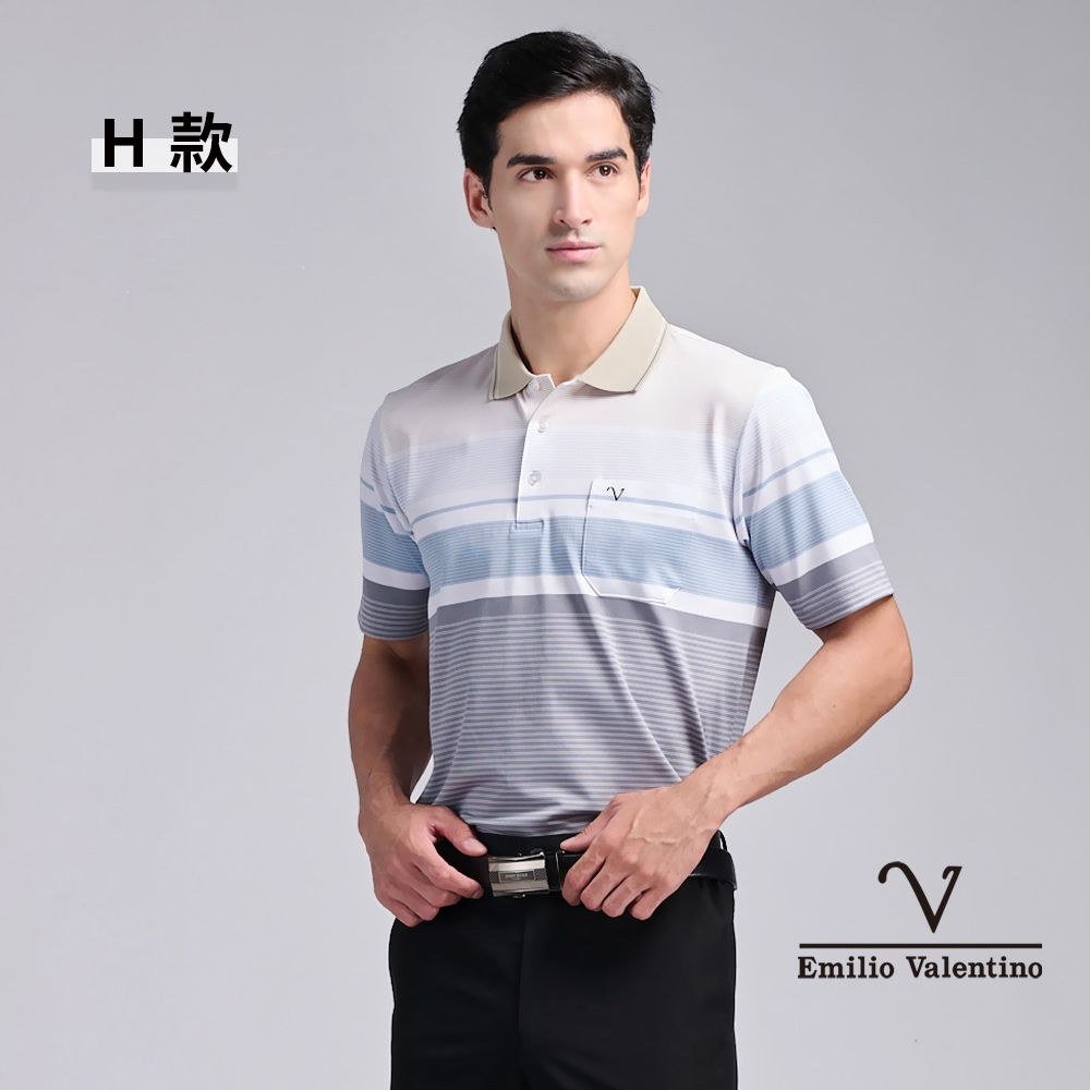 Emilio Valentino 范倫鐵諾 男女款 短袖POLO衫 商務休閒 男 女上衣 吸濕排汗 涼爽透氣 口袋 MIT(多款選) (H款)