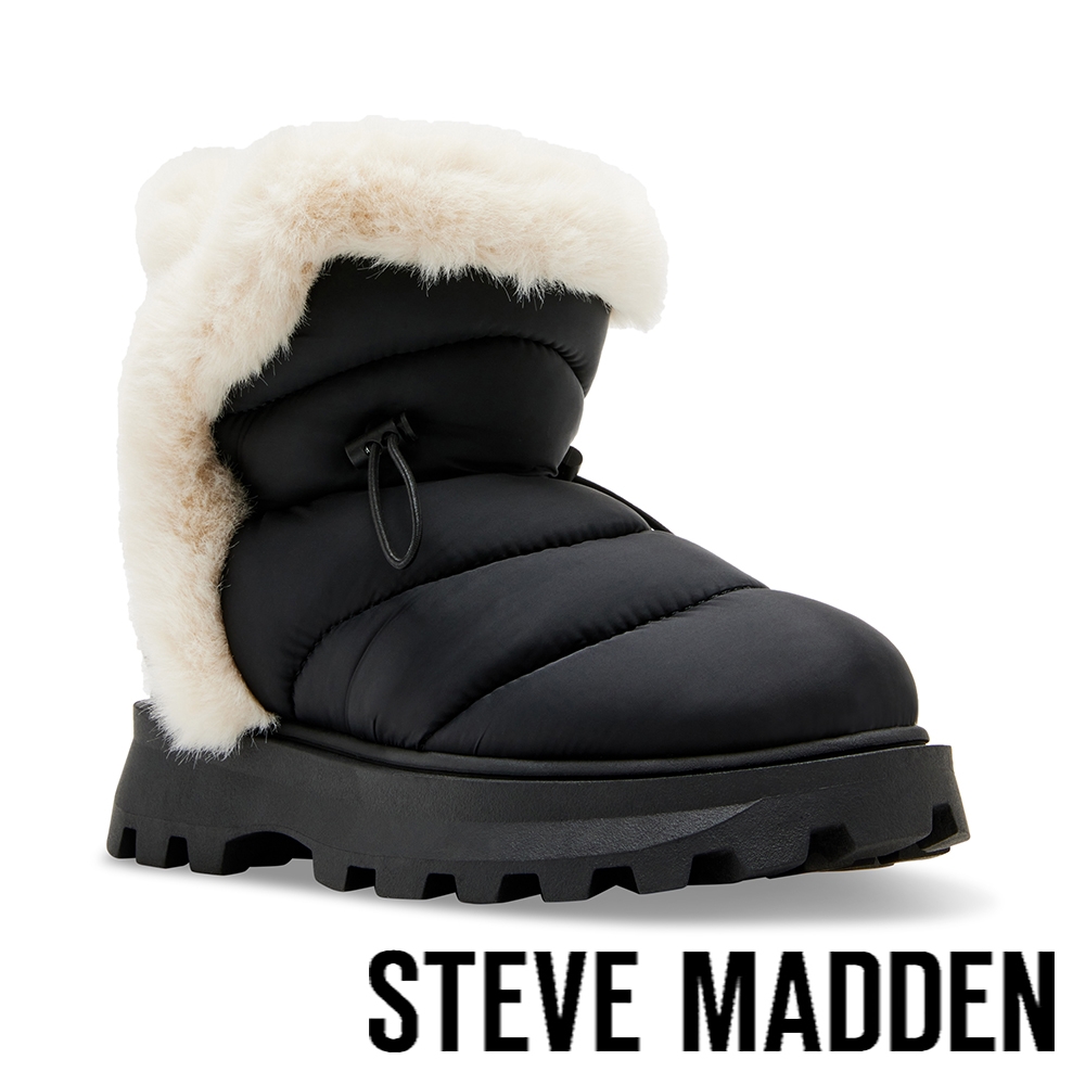 STEVE MADDEN-FROSTEE 保暖毛毛束口雪靴-黑色| 短靴| Yahoo購物中心