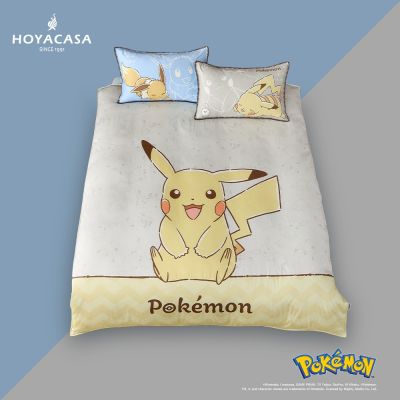 【HOYACASA 】Pokémon寶可夢官方授權-雙人抗菌精梳棉兩用被床包組-星寵萌夢