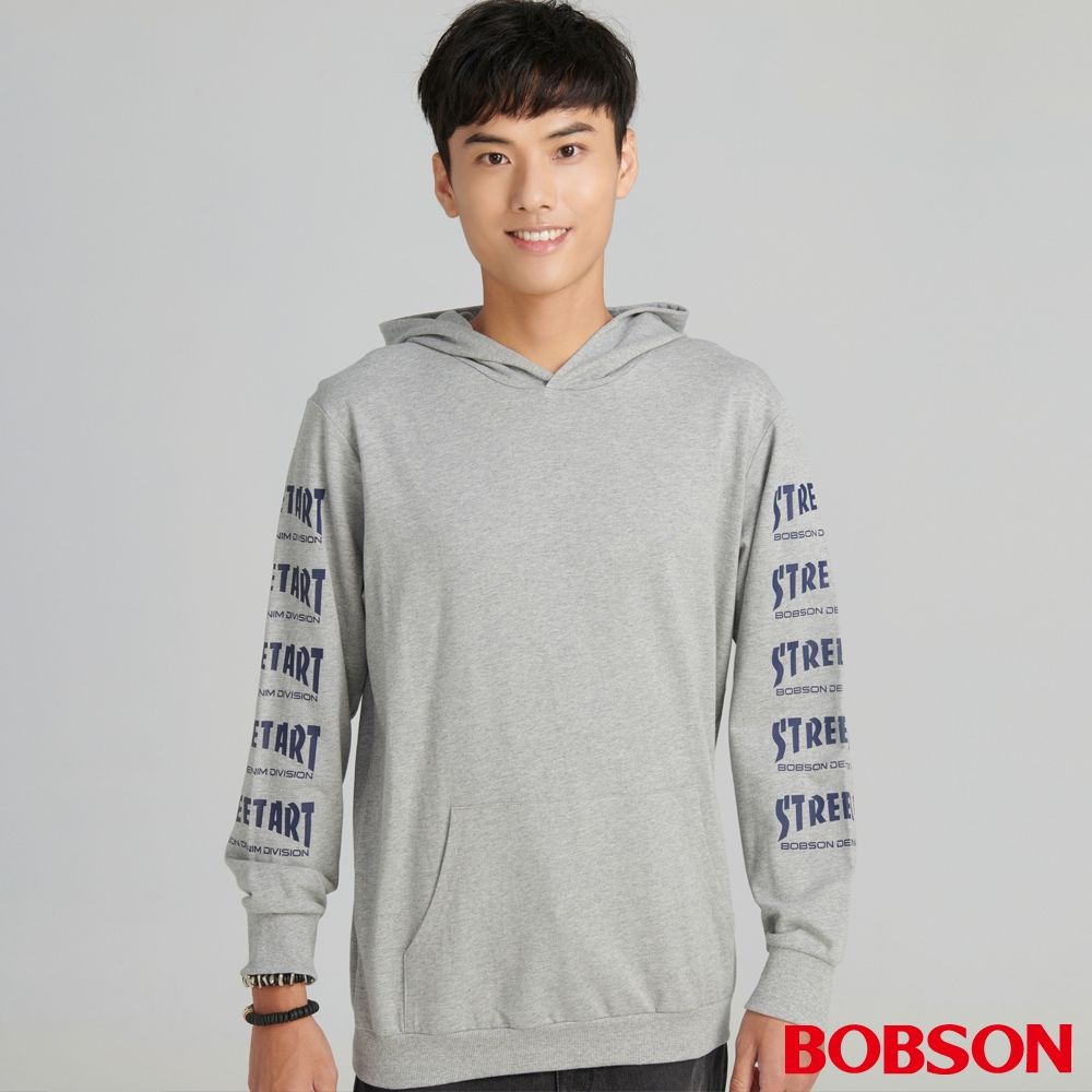 【BOBSON】男款連帽袖印圖上衣 (82004-83)