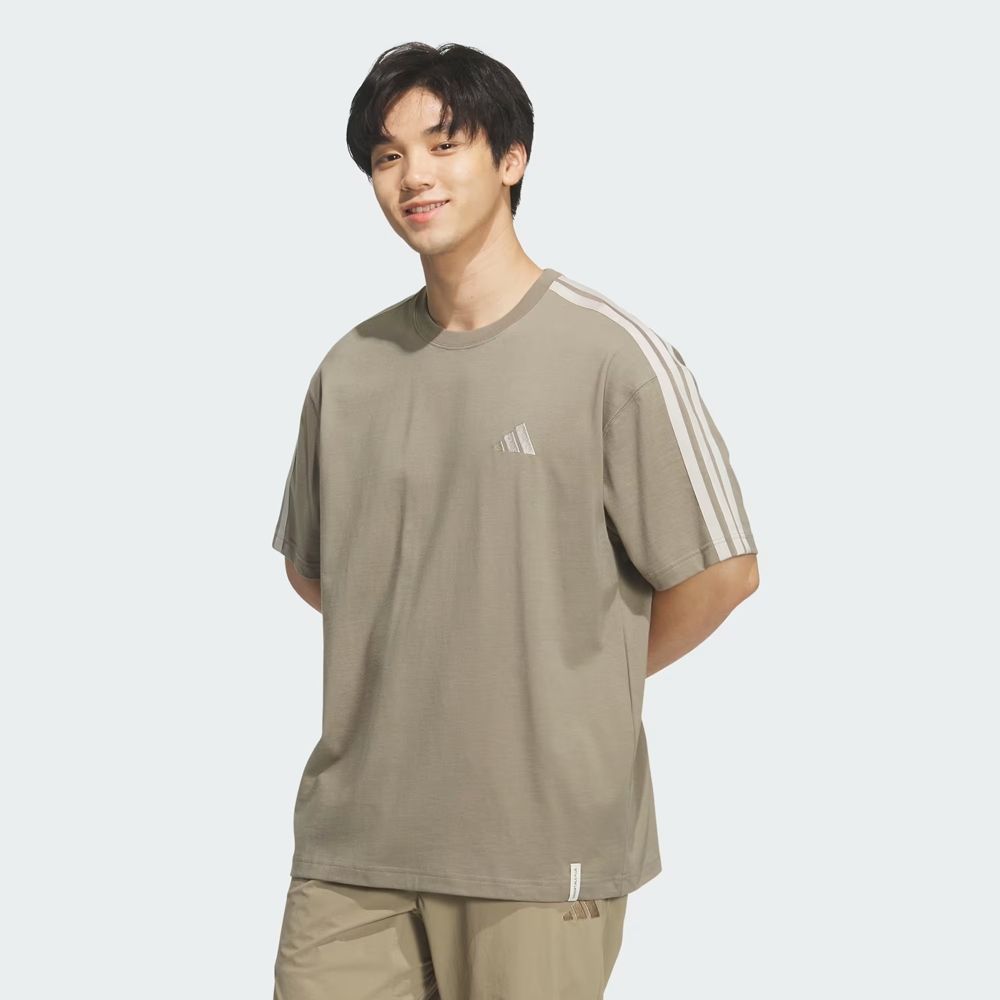 ADIDAS 男款 寬鬆短袖T恤 黑/深藍/白/卡其 ES+ 3S S/S TEE 運動T恤  KF37 (40卡其色系)
