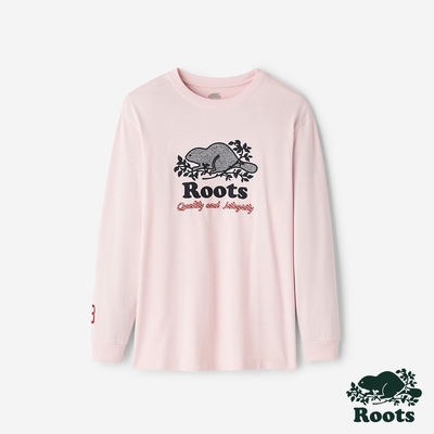 Roots女裝- HERITAGE WINTER BEAVER 圓領上衣-淺粉