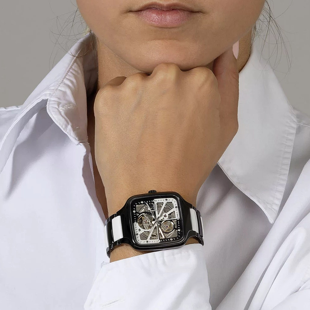 RADO 雷達表限量888 True Square真方鏤空機械錶黑白陶瓷12真鑽38㎜ R01