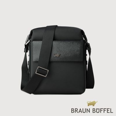 【BRAUN BUFFEL 德國小金牛】台灣總代理 尼爾-D 直式斜背包-黑色/BF592-17-BK