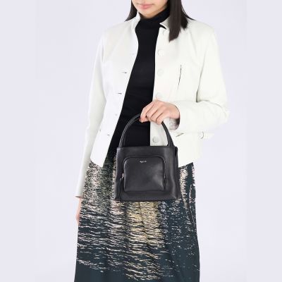 agnes b.Voyage 皮革 兩用手提包 黑色