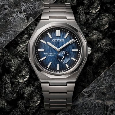CITIZEN 星辰 Zenshin 新鈦度 限量 復古小秒盤超級鈦機械錶 周年慶獻禮 送禮推薦-藍x銀 NK5020-58M