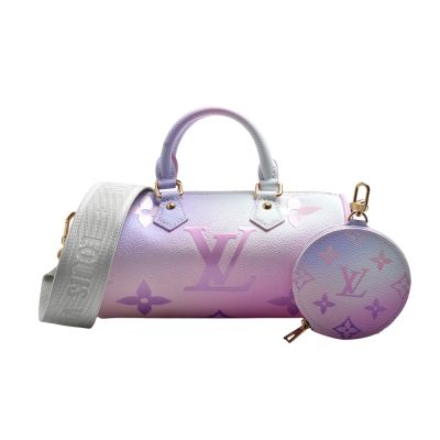 LOUIS VUITTON路易威登 LV M46078經典Papillon BB系列Monogram帆布漸層手提/斜背包(日出柔和色)