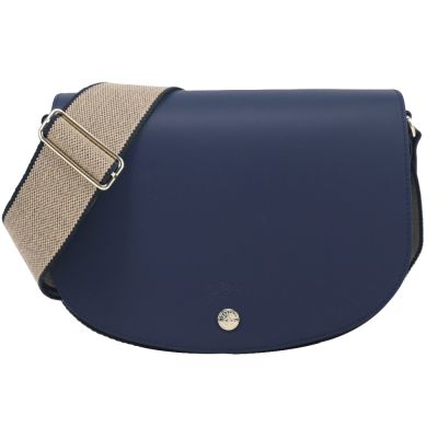 LONGCHAMP ÉPURE系列滑面牛皮半月型斜背包(中/海軍藍)