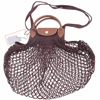 LONGCHAMP Le pliage Filet 棉線編織手提/肩背漁網包(深紫色)