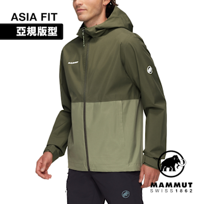 【Mammut長毛象】Linard Light HS Hooded Jacket AF Men 輕量防風防水連帽外套 沼澤綠/深沼澤綠 男款 #1010-31950