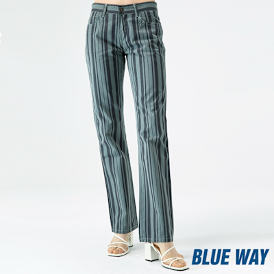 BLUE WAY – 低腰條紋中直筒長褲