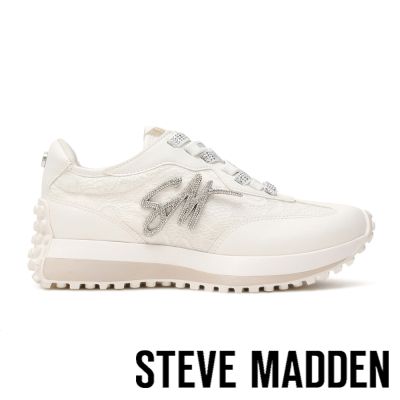 STEVE MADDEN-草寫字母水鑽休閒鞋CAMPO-LACE-白色