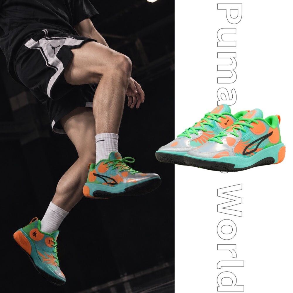 Puma MB World.01 Melo 星際宇宙綠橘 籃球鞋 鴛鴦 耐磨 實戰 球鞋 男鞋 313113-01