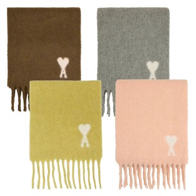 AMI PARIS Red Ami De Coeur 羊駝毛x羊毛 小型愛心A流蘇圍巾 披巾-多色可選