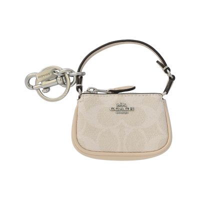 COACH 粉筆白C LOGO PVC MINI NOLITA立體造型鑰匙圈掛飾