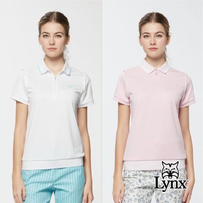 【Lynx Golf】女款吸濕排汗抗UV亮光紗花朵緹織短袖POLO衫(二色)