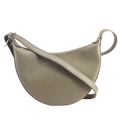 LONGCHAMP LE FOULONNÉ系列牛皮簡約圓弧斜背包(小/鼠尾草綠)