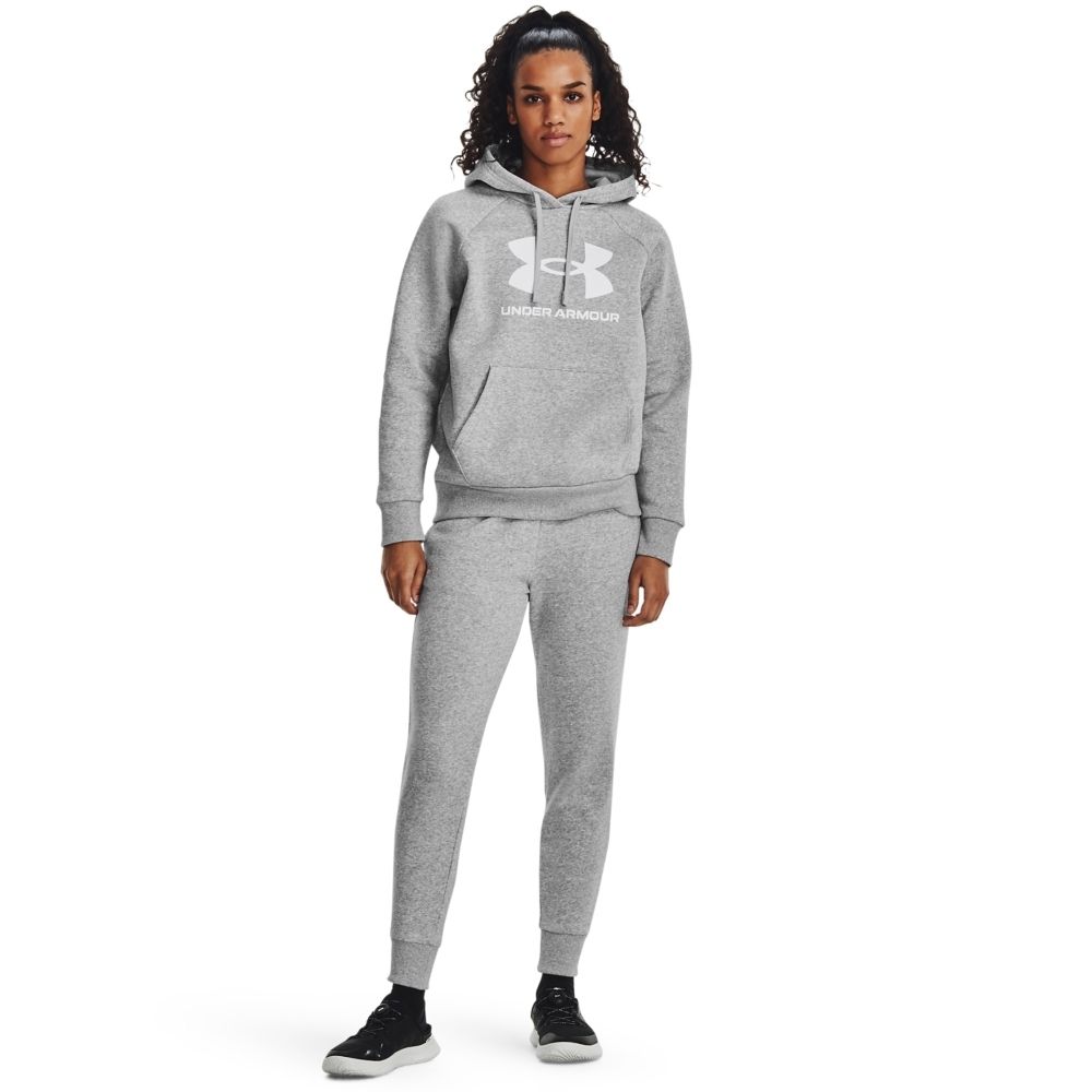 【UNDER ARMOUR】女 Rival Fleece Big Logo 連帽長袖套頭衫 1379501-012